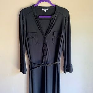 LOFT Belted Black Shirt Dress